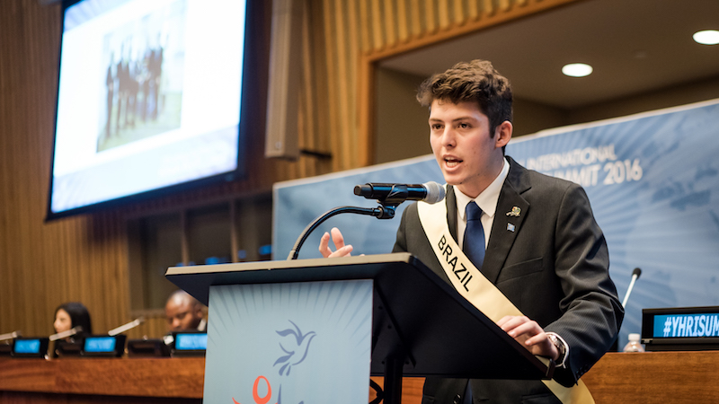 Brazil representative speaks at Youth for Human Rights Summit 2016 UN Headquarters New York